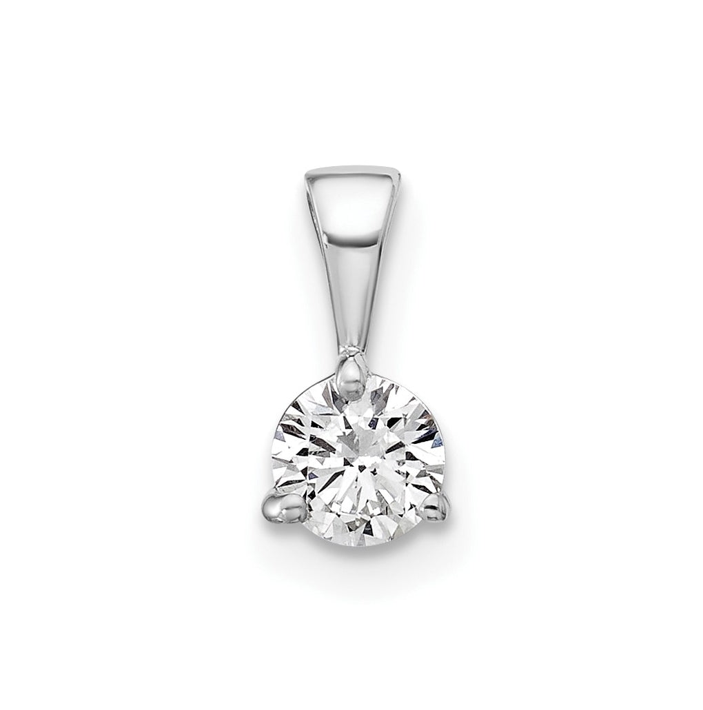 Sterling Silver Rhodium-plated 1/4 ct Lab Grown Diamond VS/SI+ G+ 3 Prong Complete Solitaire Pendant – Elegant Jewelry Gift for Birthday, Anniversary, Engagement, Wedding