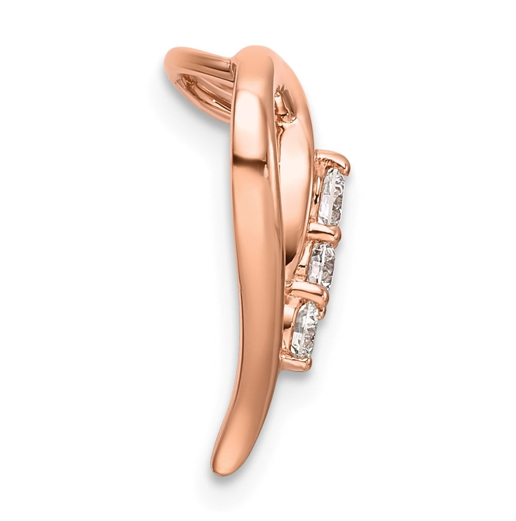 14K Rose Gold 1/6ct. Lab Grown Diamond VS/SI+ G+ Polished Complete Heart Chain Slide – Elegant Jewelry Gift for Birthday, Anniversary, Engagement, Wedding