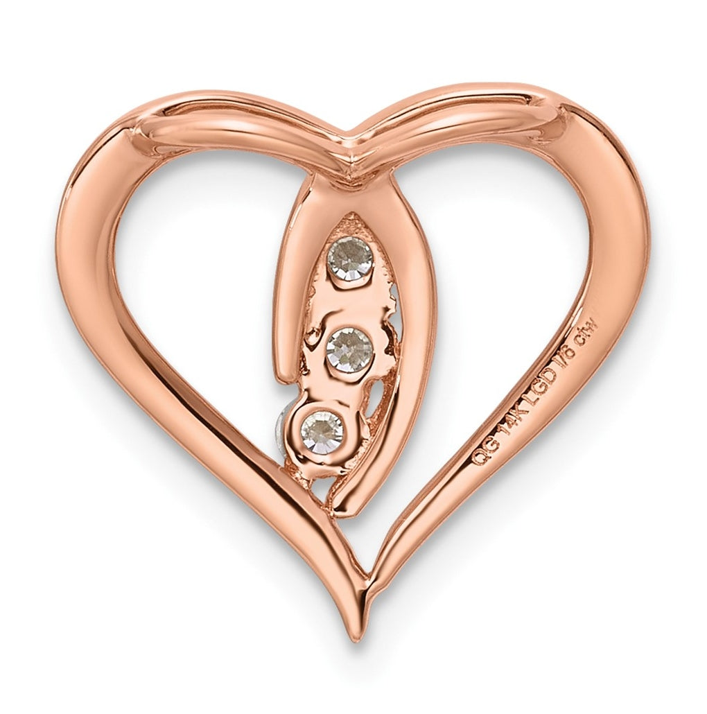 14K Rose Gold 1/6ct. Lab Grown Diamond VS/SI+ G+ Polished Complete Heart Chain Slide – Elegant Jewelry Gift for Birthday, Anniversary, Engagement, Wedding