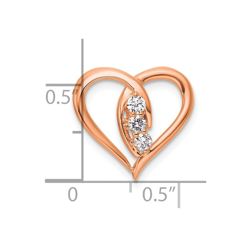 14K Rose Gold 1/6ct. Lab Grown Diamond VS/SI+ G+ Polished Complete Heart Chain Slide – Elegant Jewelry Gift for Birthday, Anniversary, Engagement, Wedding