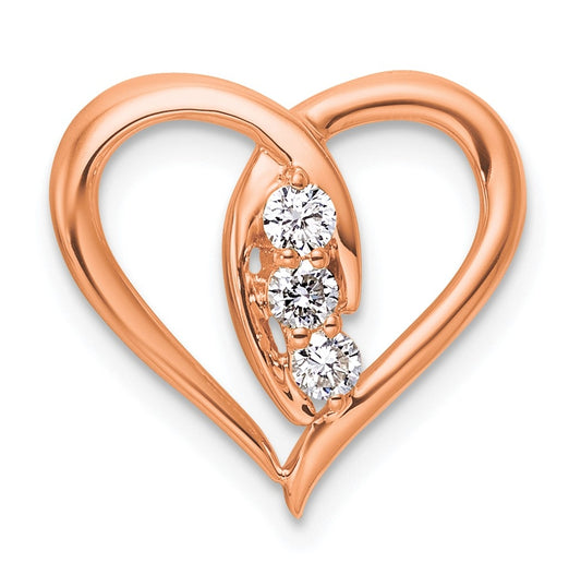 14K Rose Gold 1/6ct. Lab Grown Diamond VS/SI+ G+ Polished Complete Heart Chain Slide – Elegant Jewelry Gift for Birthday, Anniversary, Engagement, Wedding