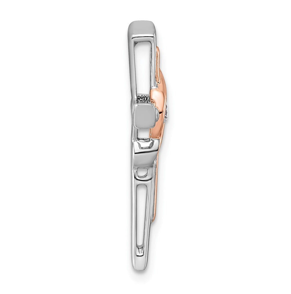14k White & Rose Gold 1/20ct. Lab Grown Diamond VS/SI+ G+ Complete Cross Chain Slide – Elegant Jewelry Gift for Birthday, Anniversary, Engagement, Wedding