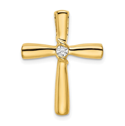 14k Yellow Gold Polished 1/10ct. Lab Grown Diamond VS/SI+ G+ Complete Cross Chain Slide – Elegant Jewelry Gift for Birthday, Anniversary, Engagement, Wedding