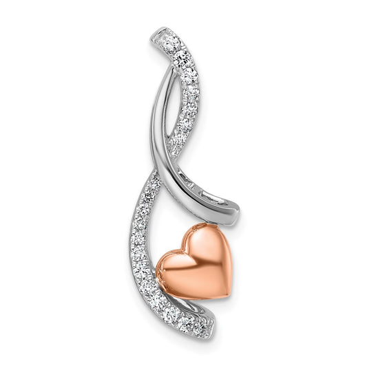 14k White & Rose Gold Heart 1/5ct. Lab Grown Diamond VS/SI+ G+ Complete Chain Slide – Elegant Jewelry Gift for Birthday, Anniversary, Engagement, Wedding