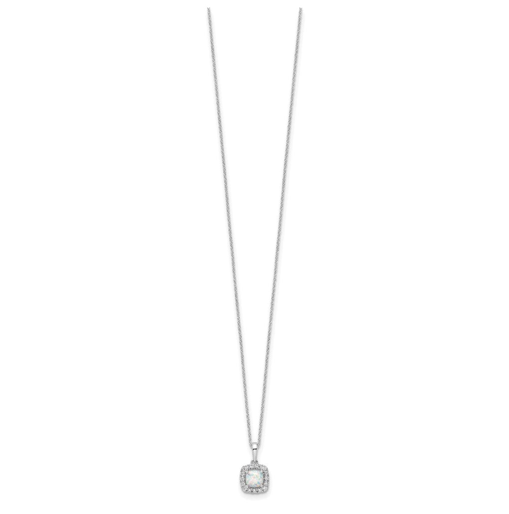 Sterling Silver Rhodium-plated 1/4ct Lab Grown Diamond VS/SI+ G+ & Created Emerald Complete 18in Necklace – Elegant Jewelry Gift for Birthday, Anniversary, Engagement, Wedding
