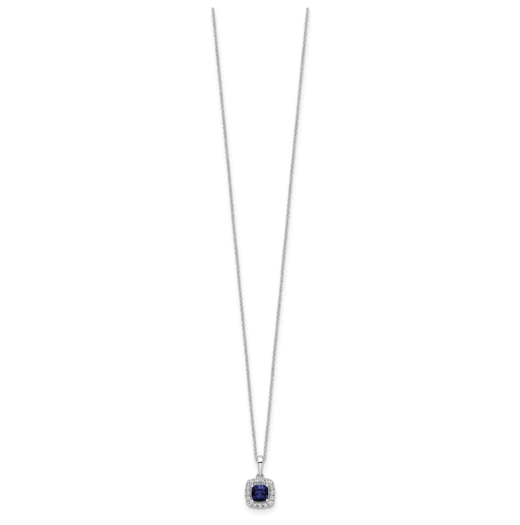 Sterling Silver Rhodium-plated 1/4ct Lab Grown Diamond VS/SI+ G+ & Created Emerald Complete 18in Necklace – Elegant Jewelry Gift for Birthday, Anniversary, Engagement, Wedding