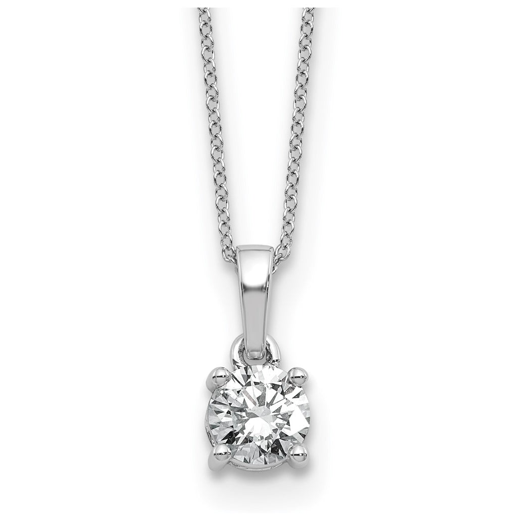 10K White Gold 1/2ct Lab Grown Diamond VS/SI+ G+ Complete 18in Solitaire Pendant Necklace – Elegant Jewelry Gift for Birthday, Anniversary, Engagement, Wedding