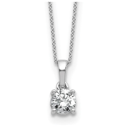 10K White Gold 1/2ct Lab Grown Diamond VS/SI+ G+ Complete 18in Solitaire Pendant Necklace – Elegant Jewelry Gift for Birthday, Anniversary, Engagement, Wedding