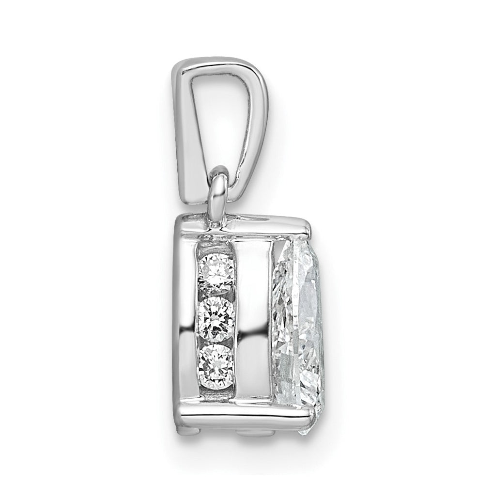Sterling Silver Rhodium-plated 1ct Lab Grown Diamond VS+ F+ Pear Complete Solitaire Pendant – Elegant Jewelry Gift for Birthday, Anniversary, Engagement, Wedding