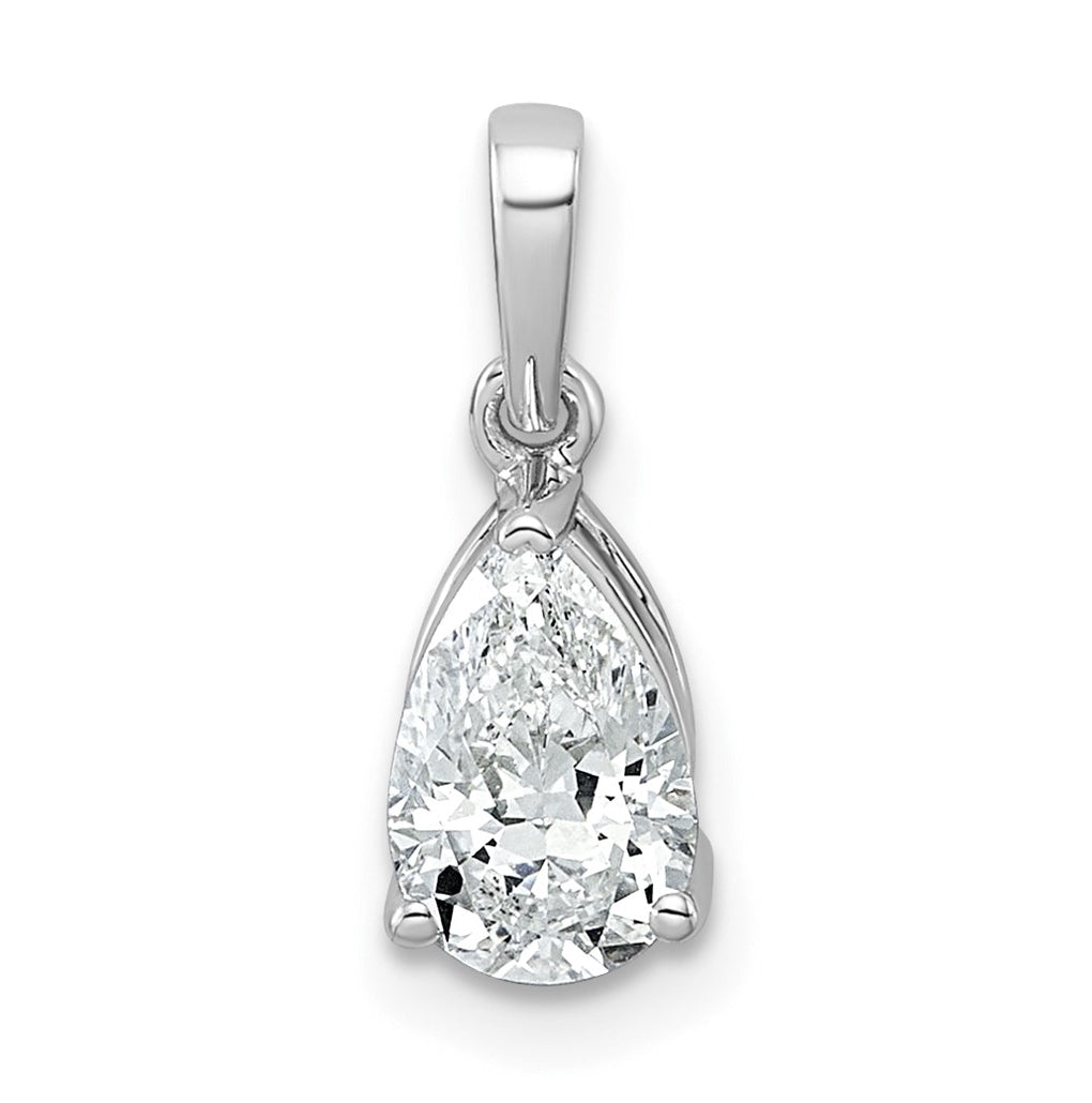 Sterling Silver Rhodium-plated 1ct Lab Grown Diamond VS+ F+ Pear Complete Solitaire Pendant – Elegant Jewelry Gift for Birthday, Anniversary, Engagement, Wedding
