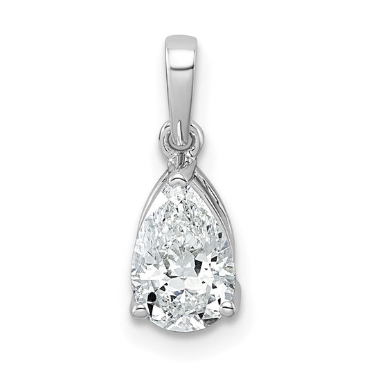 Sterling Silver Rhodium-plated 1ct Lab Grown Diamond VS+ F+ Pear Complete Solitaire Pendant – Elegant Jewelry Gift for Birthday, Anniversary, Engagement, Wedding