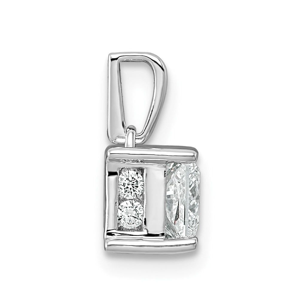 Sterling Silver Rhodium-plated 1ct Lab Grown Diamond VS+ F+ Princess Complete Solitaire Pendant – Elegant Jewelry Gift for Birthday, Anniversary, Engagement, Wedding