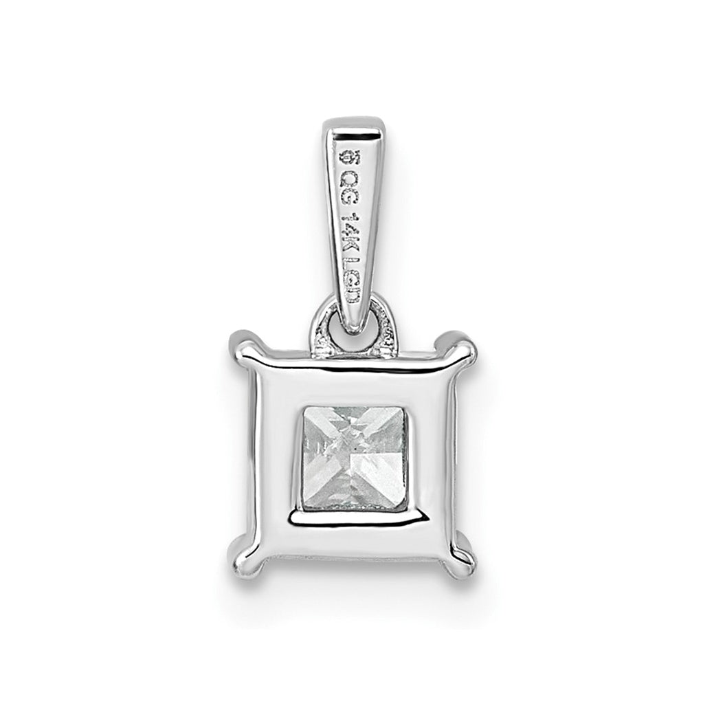 Sterling Silver Rhodium-plated 1ct Lab Grown Diamond VS+ F+ Princess Complete Solitaire Pendant – Elegant Jewelry Gift for Birthday, Anniversary, Engagement, Wedding