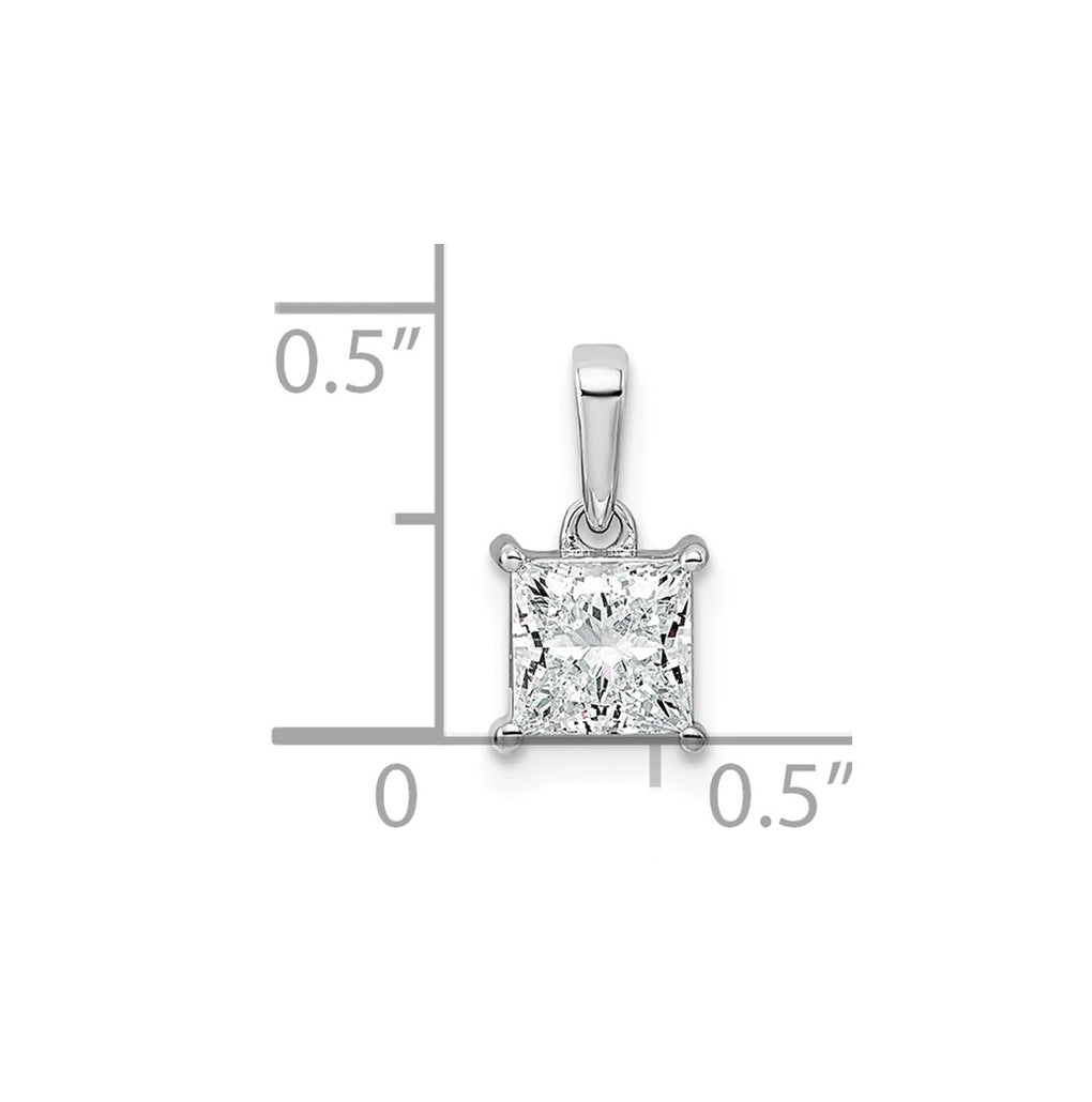 Sterling Silver Rhodium-plated 1ct Lab Grown Diamond VS+ F+ Princess Complete Solitaire Pendant – Elegant Jewelry Gift for Birthday, Anniversary, Engagement, Wedding