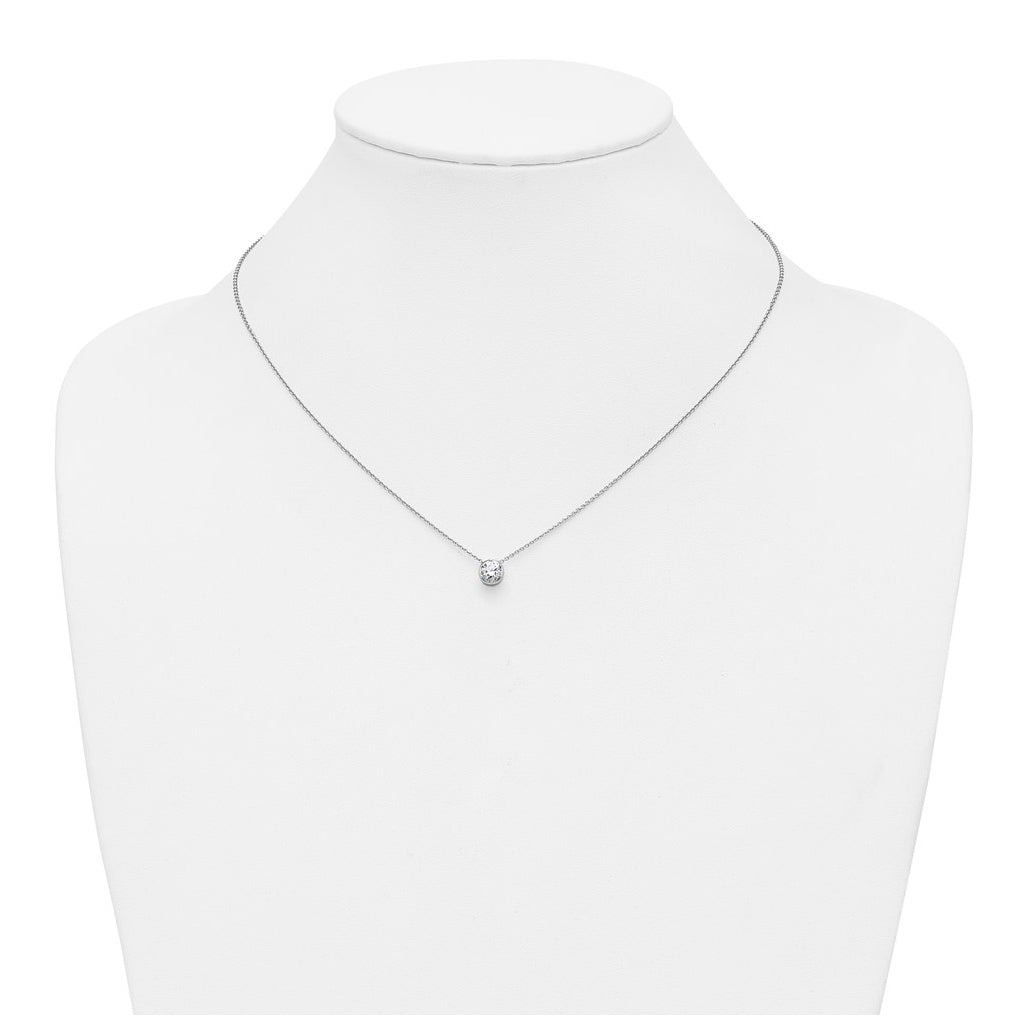 Sterling Silver Rhodium-plated 1/2 ct Lab Grown Diamond VS/SI+ G+ Complete 18 in Solitaire Necklace – Elegant Jewelry Gift for Birthday, Anniversary, Engagement, Wedding