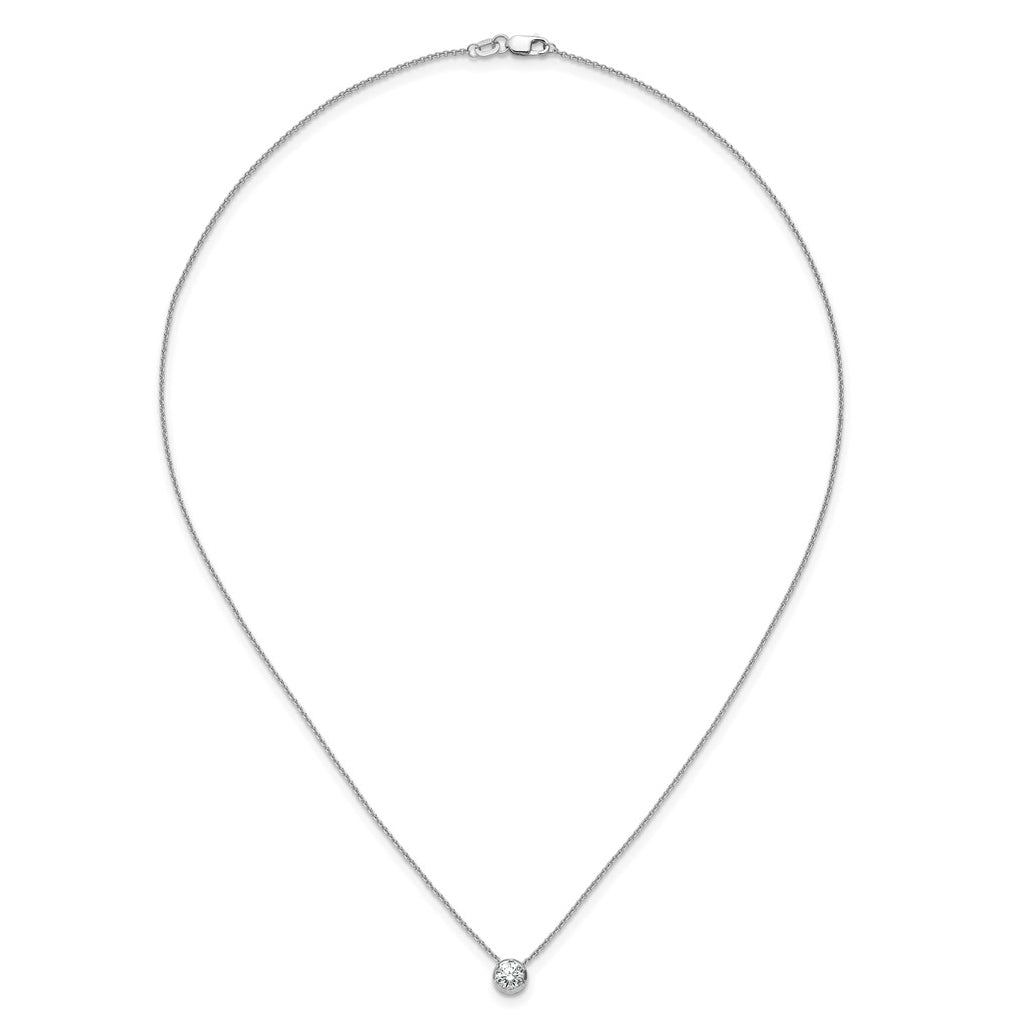 Sterling Silver Rhodium-plated 1/2 ct Lab Grown Diamond VS/SI+ G+ Complete 18 in Solitaire Necklace – Elegant Jewelry Gift for Birthday, Anniversary, Engagement, Wedding