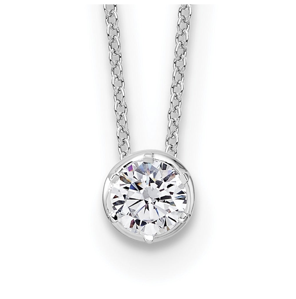 Sterling Silver Rhodium-plated 1/2 ct Lab Grown Diamond VS/SI+ G+ Complete 18 in Solitaire Necklace – Elegant Jewelry Gift for Birthday, Anniversary, Engagement, Wedding
