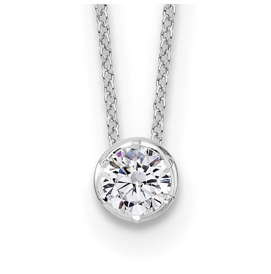 Sterling Silver Rhodium-plated 1/2 ct Lab Grown Diamond VS/SI+ G+ Complete 18 in Solitaire Necklace – Elegant Jewelry Gift for Birthday, Anniversary, Engagement, Wedding
