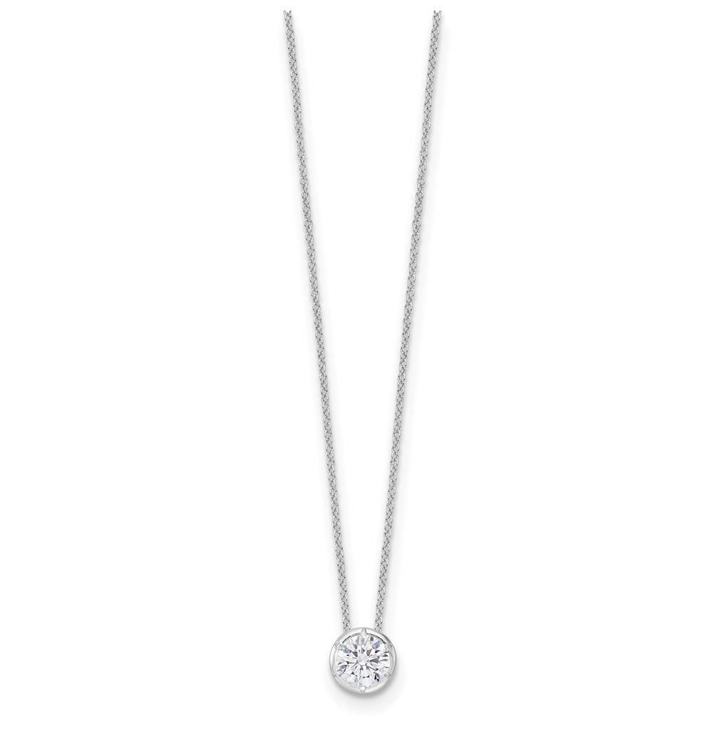Sterling Silver Rhodium-plated 1/2 ct Lab Grown Diamond VS/SI+ G+ Complete 18 in Solitaire Necklace – Elegant Jewelry Gift for Birthday, Anniversary, Engagement, Wedding