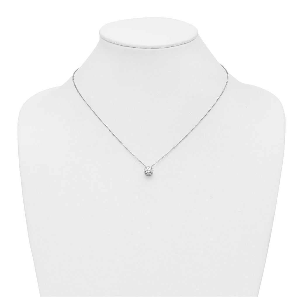 Sterling Silver Rhodium-plated 1/2 ct Lab Grown Diamond VS/SI+ G+ Complete 18 in Solitaire Necklace – Elegant Jewelry Gift for Birthday, Anniversary, Engagement, Wedding