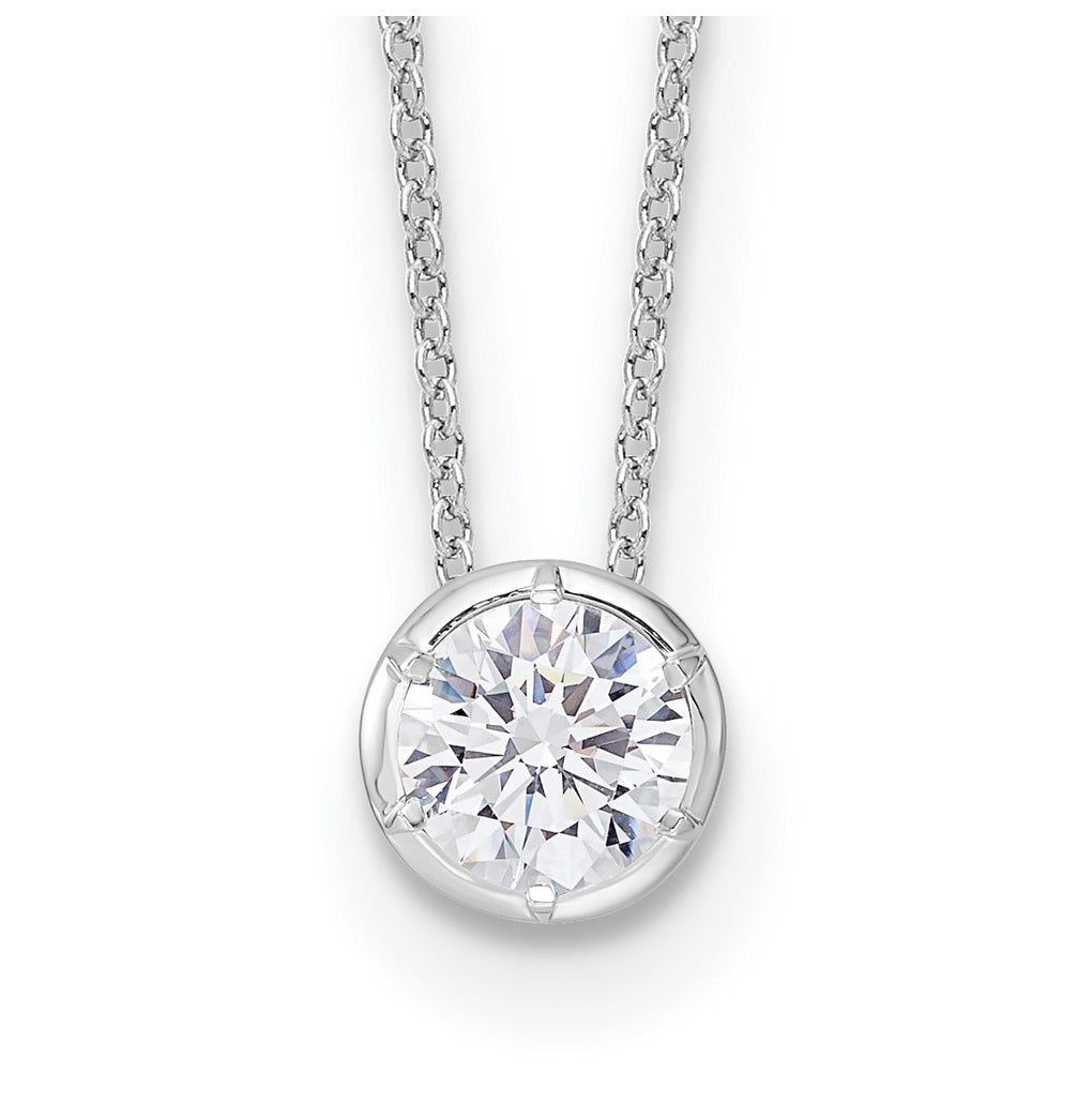 Sterling Silver Rhodium-plated 1/2 ct Lab Grown Diamond VS/SI+ G+ Complete 18 in Solitaire Necklace – Elegant Jewelry Gift for Birthday, Anniversary, Engagement, Wedding