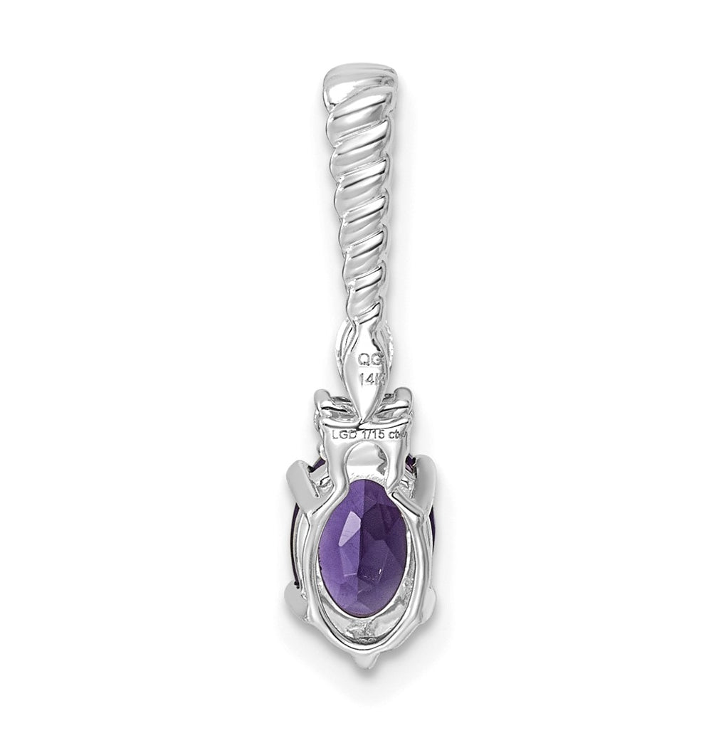 14K White Gold Polished Lab Grown Diamond VS/SI+ G+ & Amethyst February Birthstone Complete Twisted Chain Slide – Elegant Jewelry Gift for Birthday, Anniversary, Engagement, Wedding