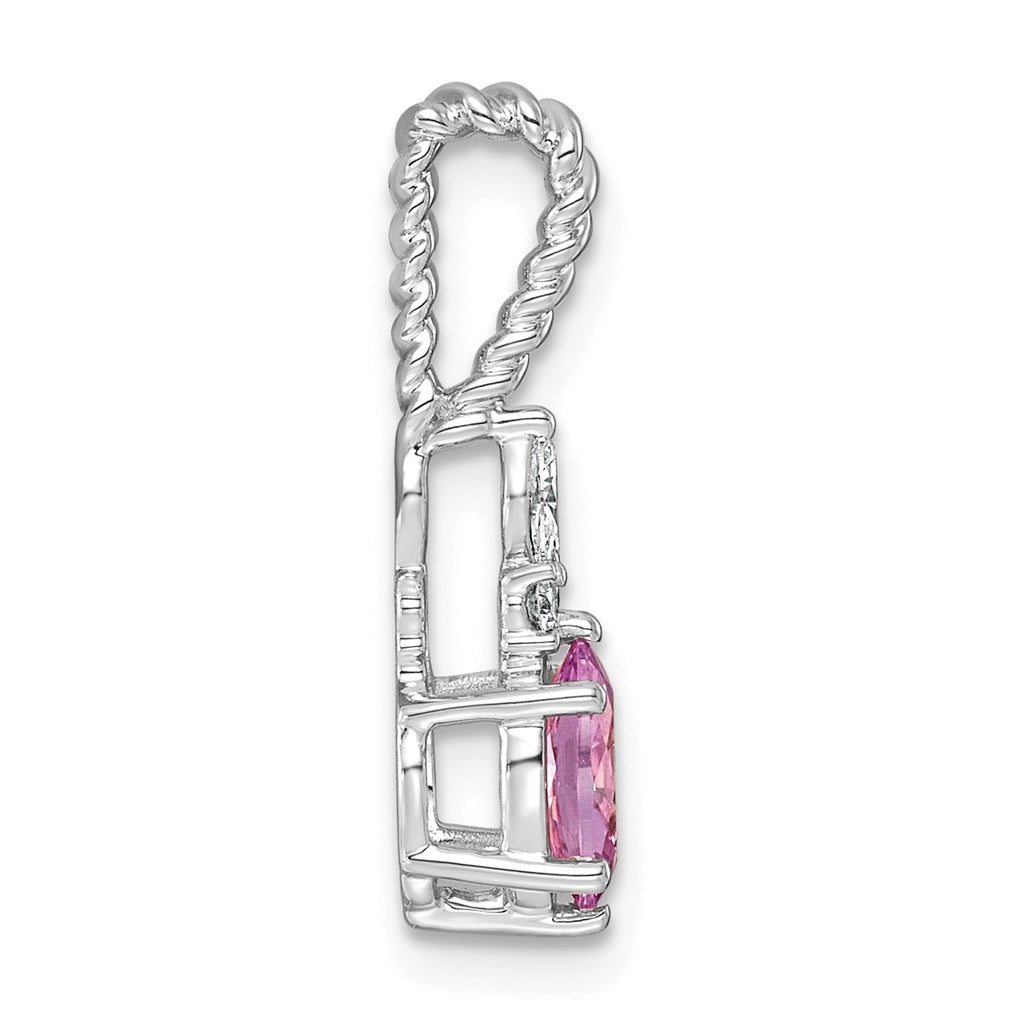 14K White Gold Polished Lab Grown Diamond VS/SI+ G+ & Amethyst February Birthstone Complete Twisted Chain Slide – Elegant Jewelry Gift for Birthday, Anniversary, Engagement, Wedding