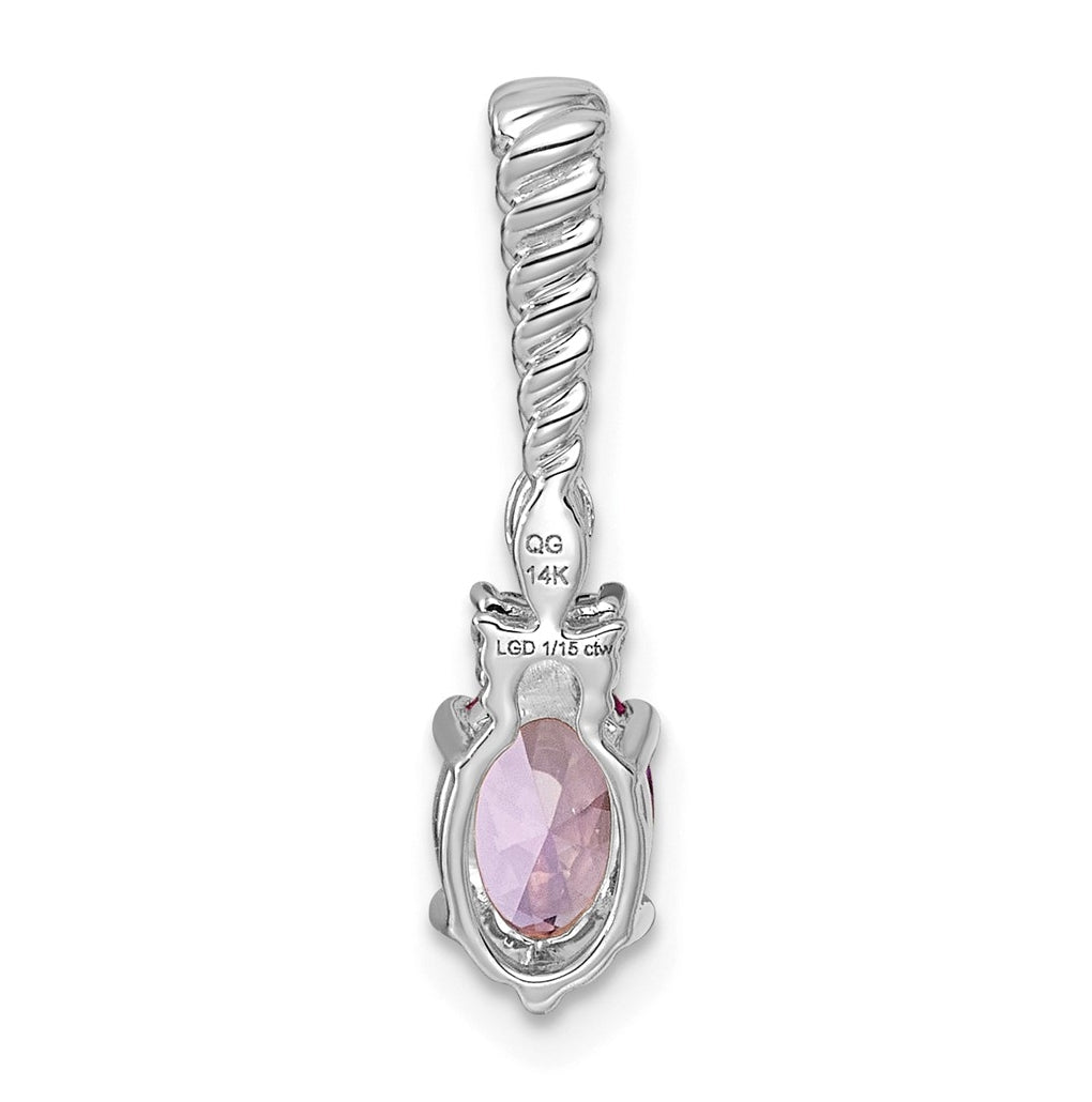 14K White Gold Polished Lab Grown Diamond VS/SI+ G+ & Amethyst February Birthstone Complete Twisted Chain Slide – Elegant Jewelry Gift for Birthday, Anniversary, Engagement, Wedding