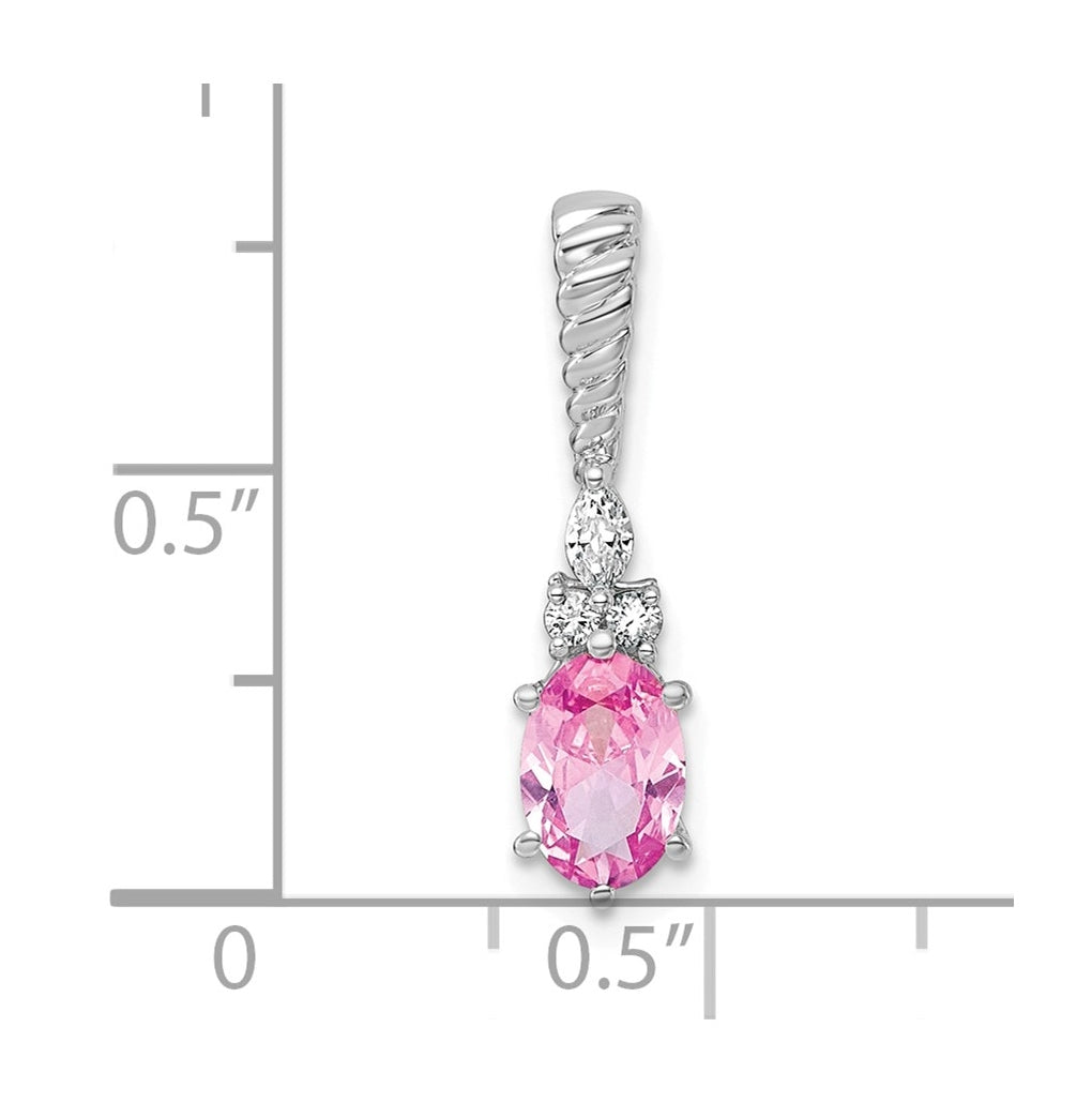 14K White Gold Polished Lab Grown Diamond VS/SI+ G+ & Amethyst February Birthstone Complete Twisted Chain Slide – Elegant Jewelry Gift for Birthday, Anniversary, Engagement, Wedding