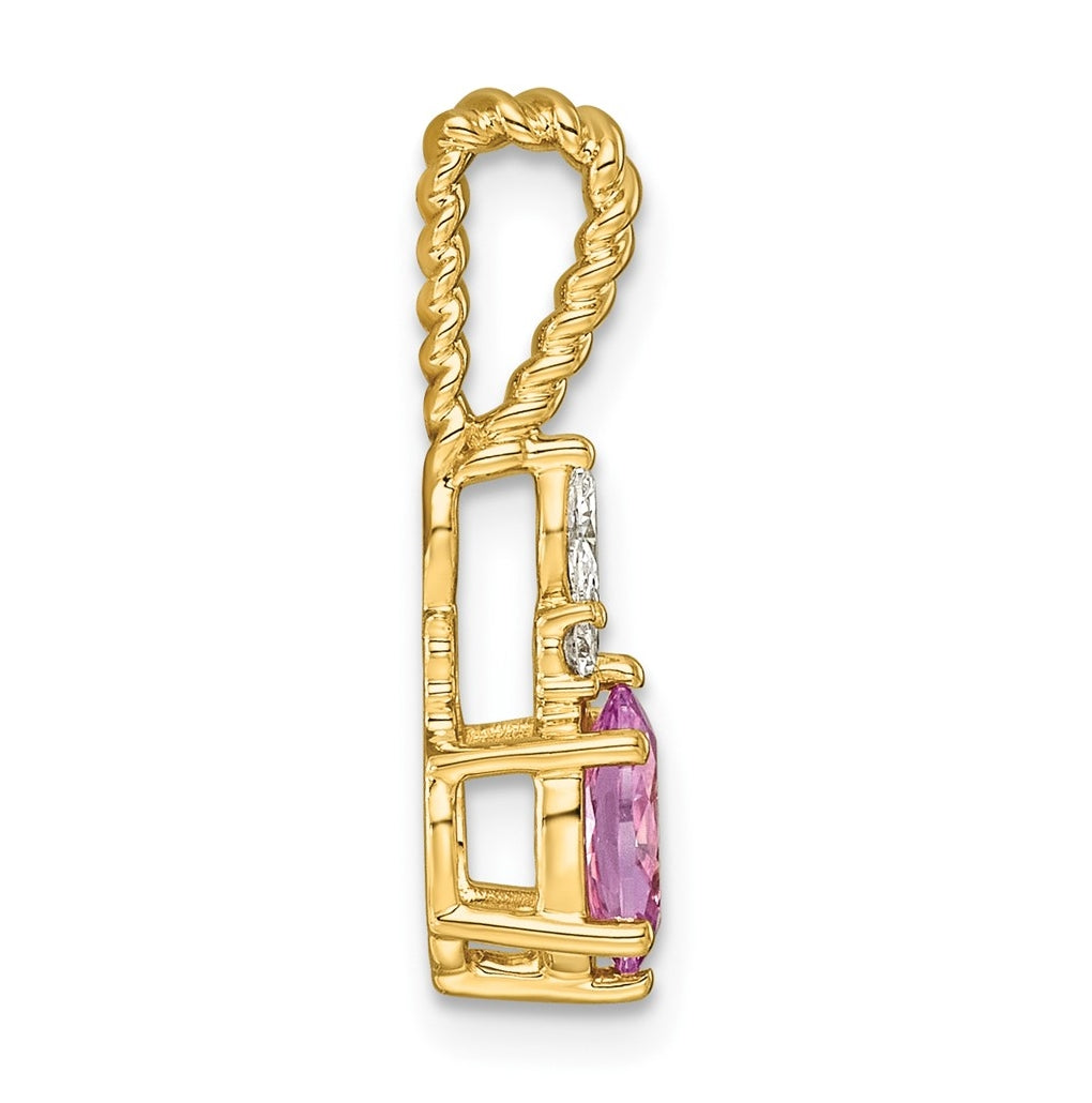 14K White Gold Polished Lab Grown Diamond VS/SI+ G+ & Amethyst February Birthstone Complete Twisted Chain Slide – Elegant Jewelry Gift for Birthday, Anniversary, Engagement, Wedding