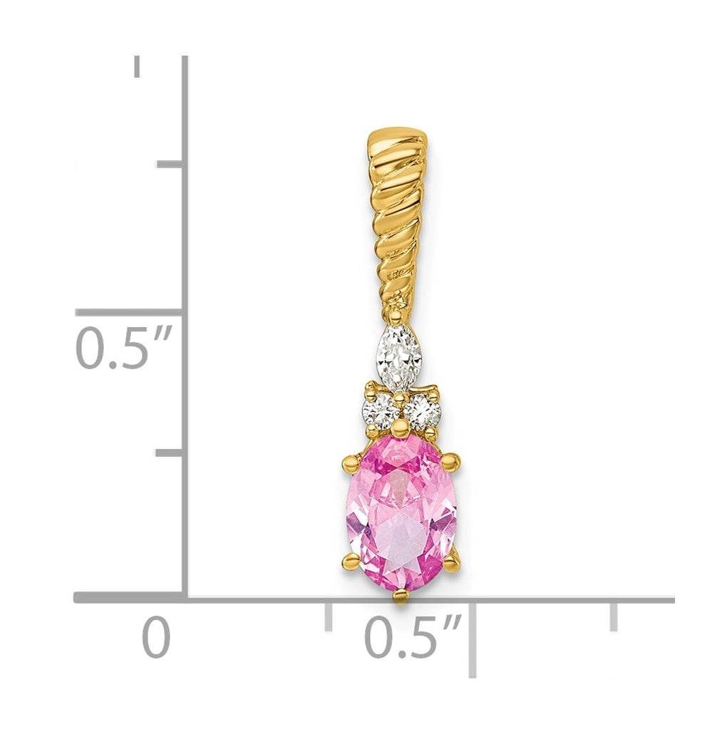 14K White Gold Polished Lab Grown Diamond VS/SI+ G+ & Amethyst February Birthstone Complete Twisted Chain Slide – Elegant Jewelry Gift for Birthday, Anniversary, Engagement, Wedding