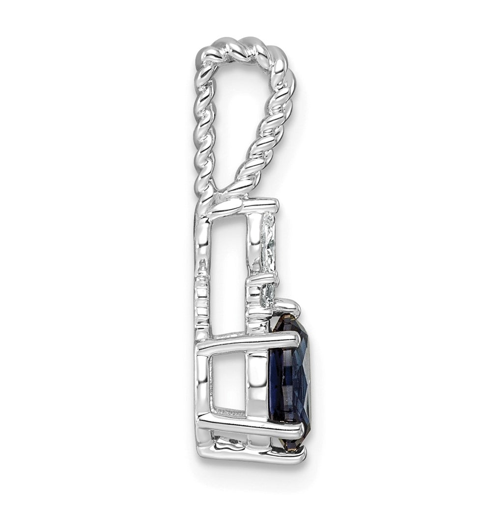 14K White Gold Polished Lab Grown Diamond VS/SI+ G+ & Amethyst February Birthstone Complete Twisted Chain Slide – Elegant Jewelry Gift for Birthday, Anniversary, Engagement, Wedding