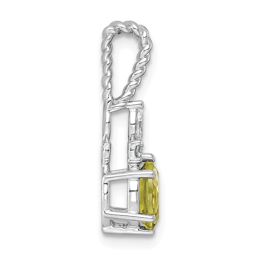 14K White Gold Polished Lab Grown Diamond VS/SI+ G+ & Amethyst February Birthstone Complete Twisted Chain Slide – Elegant Jewelry Gift for Birthday, Anniversary, Engagement, Wedding