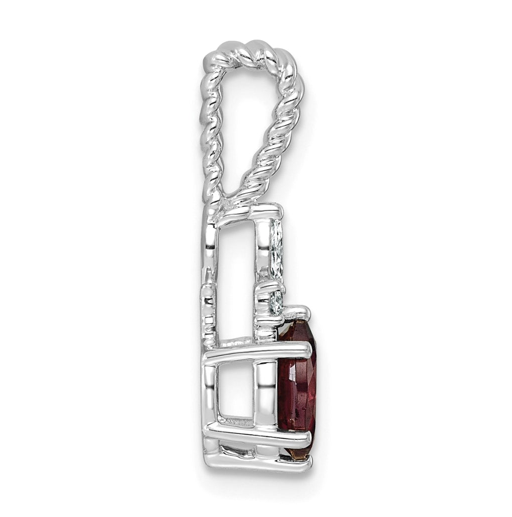 14K White Gold Polished Lab Grown Diamond VS/SI+ G+ & Amethyst February Birthstone Complete Twisted Chain Slide – Elegant Jewelry Gift for Birthday, Anniversary, Engagement, Wedding