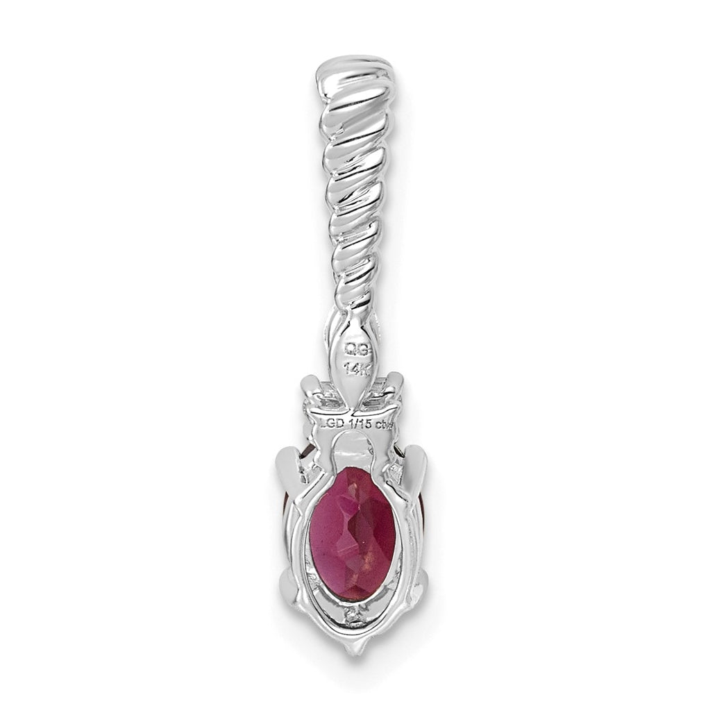 14K White Gold Polished Lab Grown Diamond VS/SI+ G+ & Amethyst February Birthstone Complete Twisted Chain Slide – Elegant Jewelry Gift for Birthday, Anniversary, Engagement, Wedding