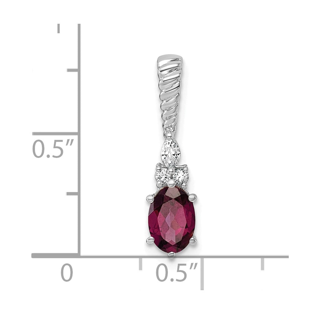 14K White Gold Polished Lab Grown Diamond VS/SI+ G+ & Amethyst February Birthstone Complete Twisted Chain Slide – Elegant Jewelry Gift for Birthday, Anniversary, Engagement, Wedding