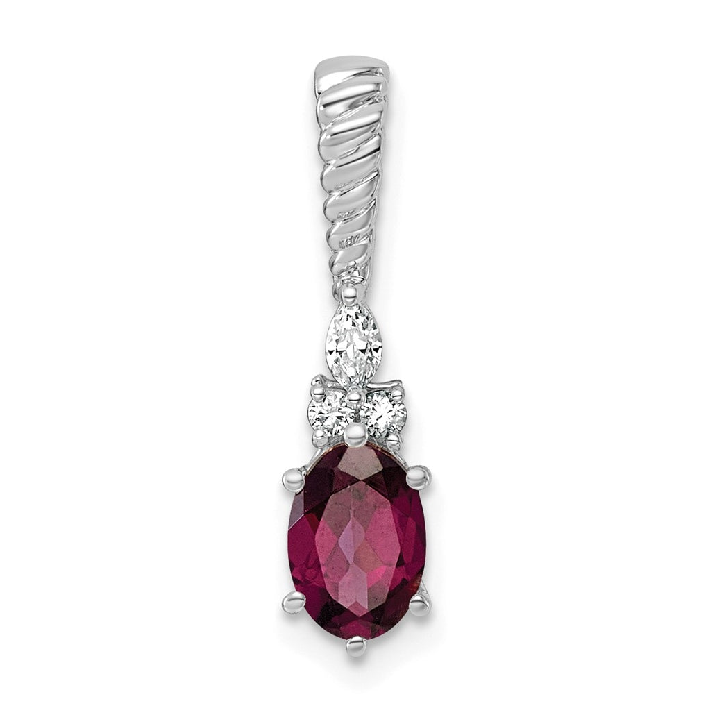 14K White Gold Polished Lab Grown Diamond VS/SI+ G+ & Amethyst February Birthstone Complete Twisted Chain Slide – Elegant Jewelry Gift for Birthday, Anniversary, Engagement, Wedding