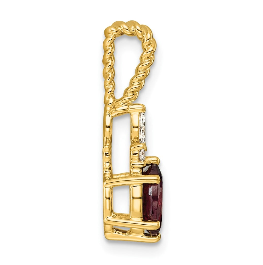 14K White Gold Polished Lab Grown Diamond VS/SI+ G+ & Amethyst February Birthstone Complete Twisted Chain Slide – Elegant Jewelry Gift for Birthday, Anniversary, Engagement, Wedding