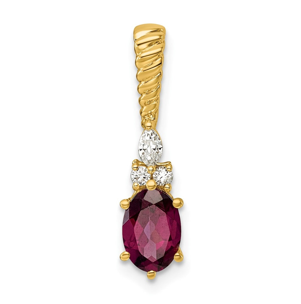 14K White Gold Polished Lab Grown Diamond VS/SI+ G+ & Amethyst February Birthstone Complete Twisted Chain Slide – Elegant Jewelry Gift for Birthday, Anniversary, Engagement, Wedding