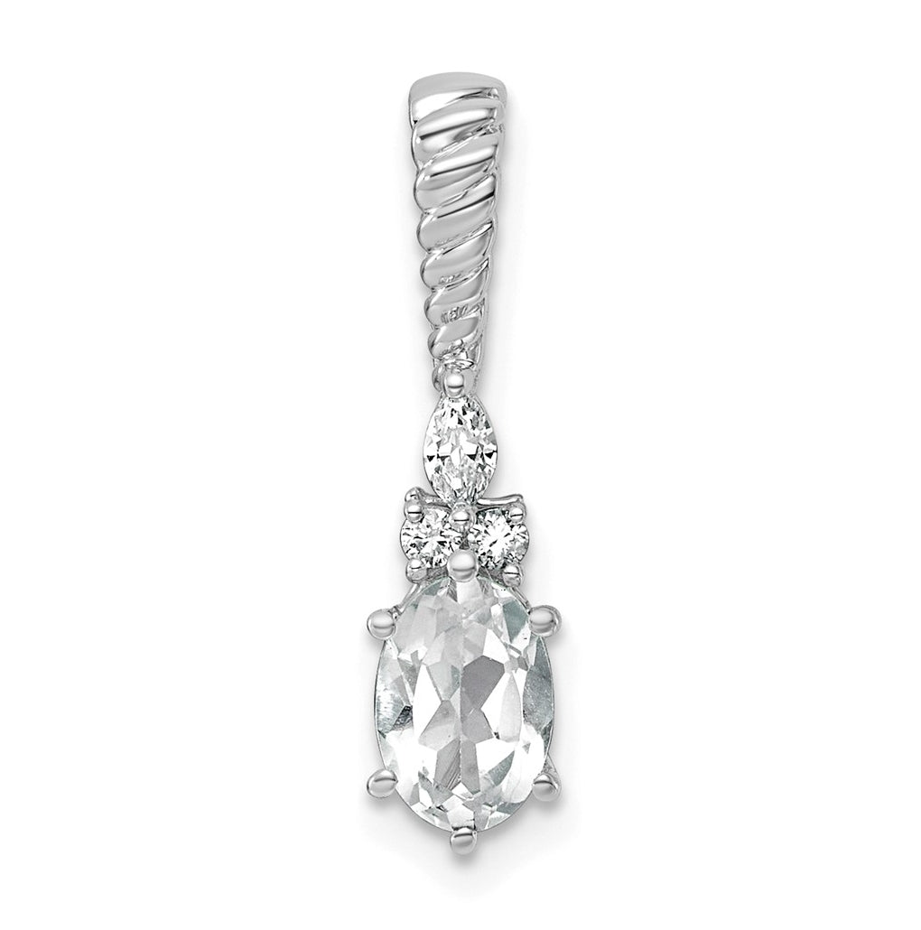 14K White Gold Polished Lab Grown Diamond VS/SI+ G+ & Amethyst February Birthstone Complete Twisted Chain Slide – Elegant Jewelry Gift for Birthday, Anniversary, Engagement, Wedding