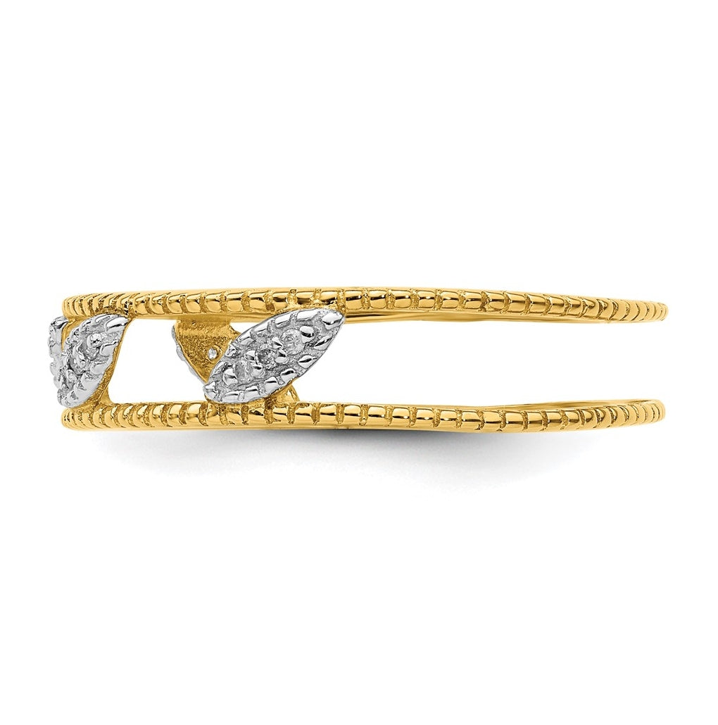 Sterling Silver Stackable Expressions Gold-plated Diamond Jacket Ring Size 5 – Elegant Jewelry Gift for Birthday, Anniversary, Engagement, Wedding