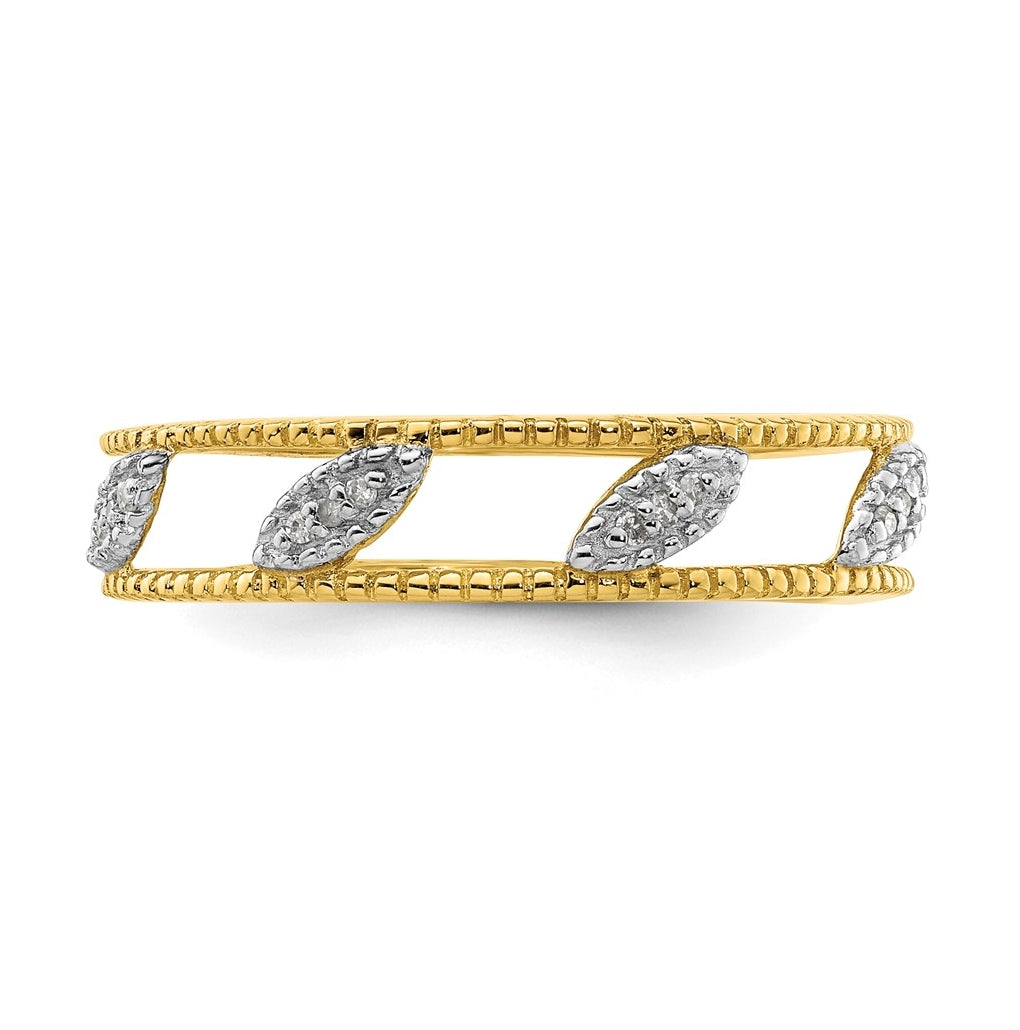 Sterling Silver Stackable Expressions Gold-plated Diamond Jacket Ring Size 5 – Elegant Jewelry Gift for Birthday, Anniversary, Engagement, Wedding