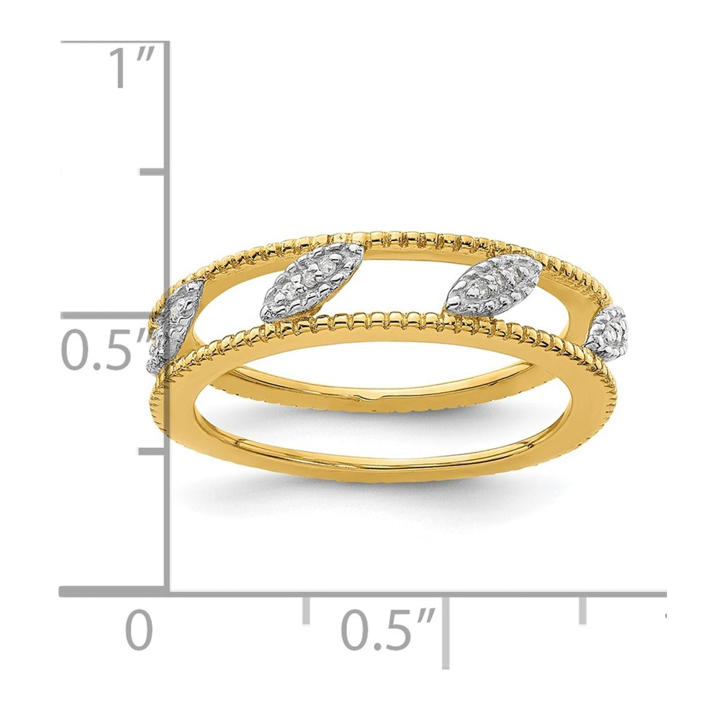 Sterling Silver Stackable Expressions Gold-plated Diamond Jacket Ring Size 5 – Elegant Jewelry Gift for Birthday, Anniversary, Engagement, Wedding