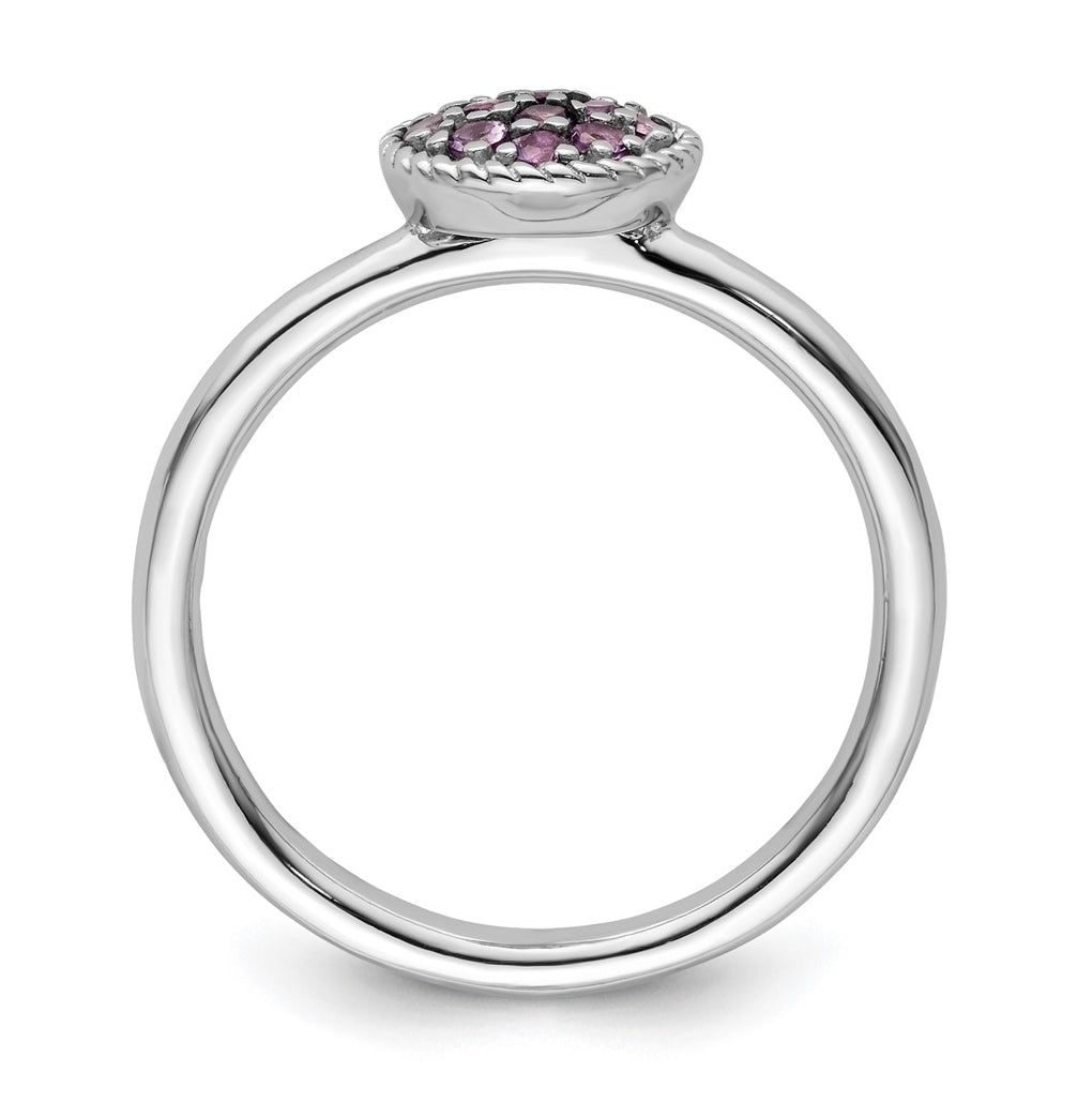 Sterling Silver Rhodium plated Stackable Expressions Amethyst Rhodium Ring Size 5 – Elegant Jewelry Gift for Birthday, Anniversary, Engagement, Wedding