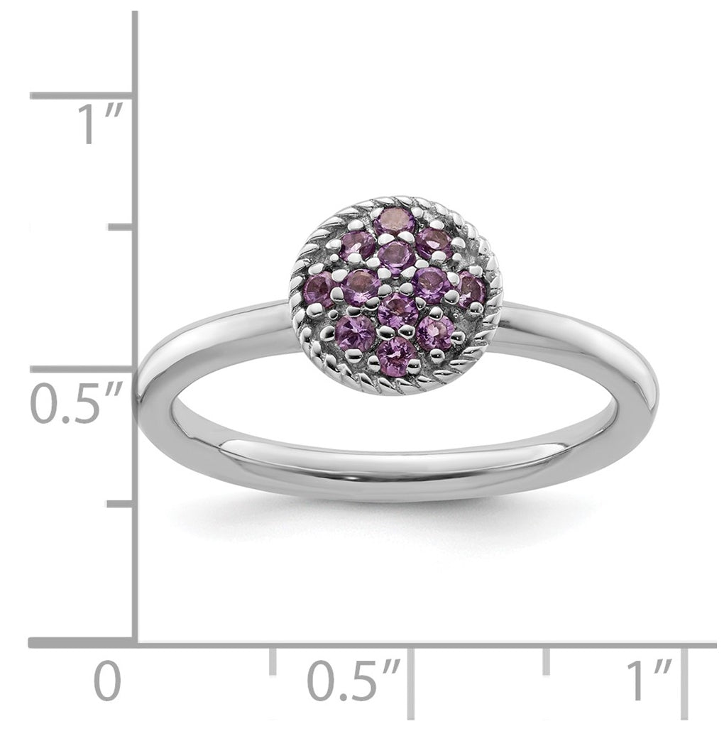 Sterling Silver Rhodium plated Stackable Expressions Amethyst Rhodium Ring Size 5 – Elegant Jewelry Gift for Birthday, Anniversary, Engagement, Wedding