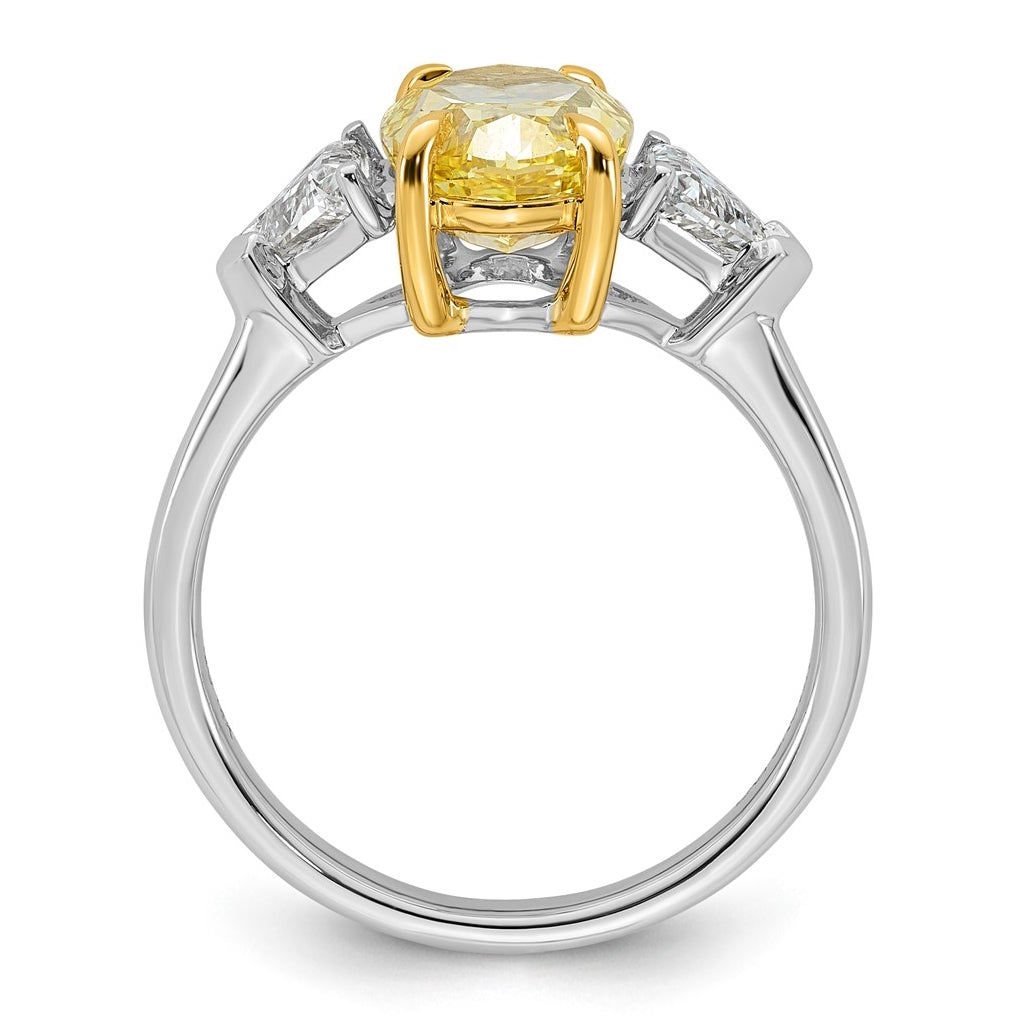 14k Yellow & White Gold Lab Grown Diamond Oval VS+ Cert. Vivid Yellow & Tril VS+ F+ Complete Ring – Elegant Jewelry Gift for Birthday, Anniversary, Engagement, Wedding