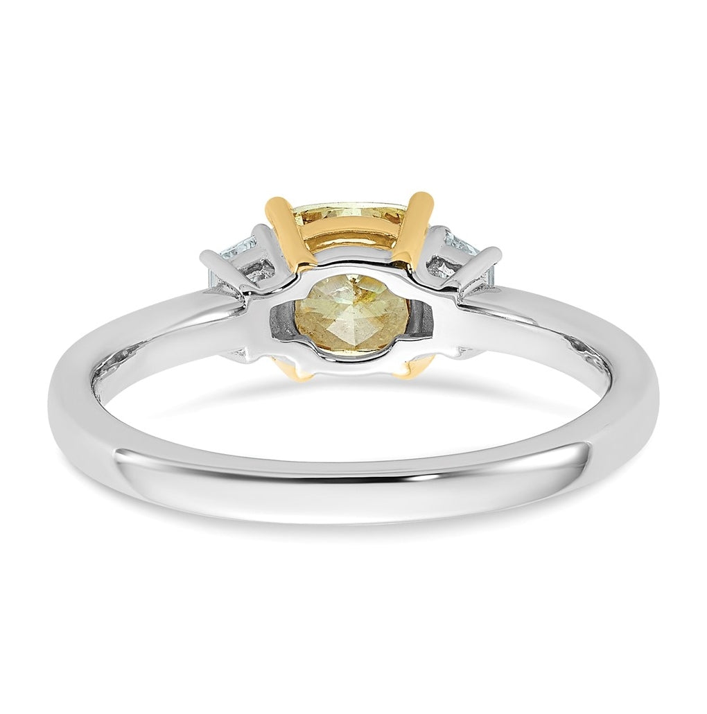 14k Yellow & White Gold Lab Grown Diamond Cushion VS+ Cert. Vivid Yellow & Trapezoid VS+ F+ Ring – Elegant Jewelry Gift for Birthday, Anniversary, Engagement, Wedding