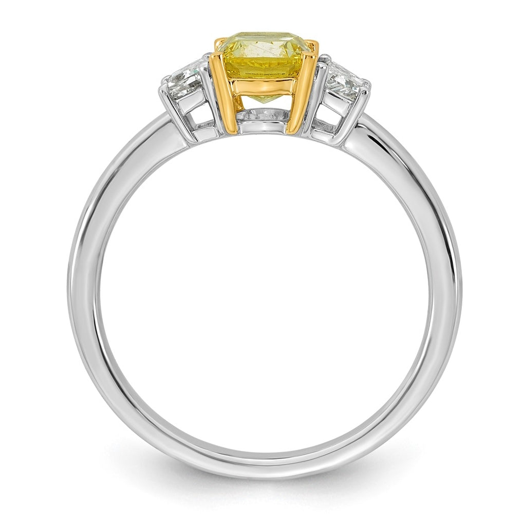 14k Yellow & White Gold Lab Grown Diamond Long Cushion VS+ Cert. Vivid Yellow & Trap VS+ F+ Ring – Elegant Jewelry Gift for Birthday, Anniversary, Engagement, Wedding