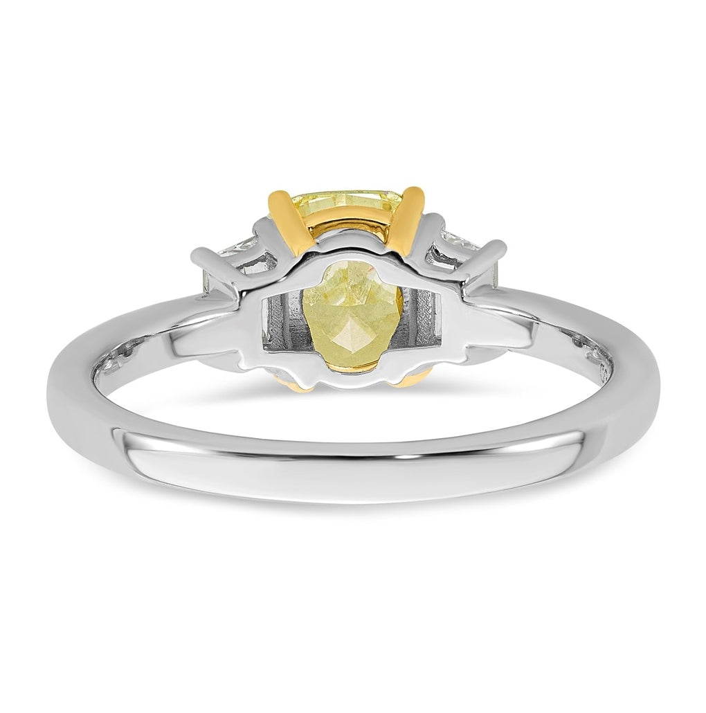 14k Yellow & White Gold Lab Grown Diamond Long Cushion VS+ Cert. Vivid Yellow & Trap VS+ F+ Ring – Elegant Jewelry Gift for Birthday, Anniversary, Engagement, Wedding