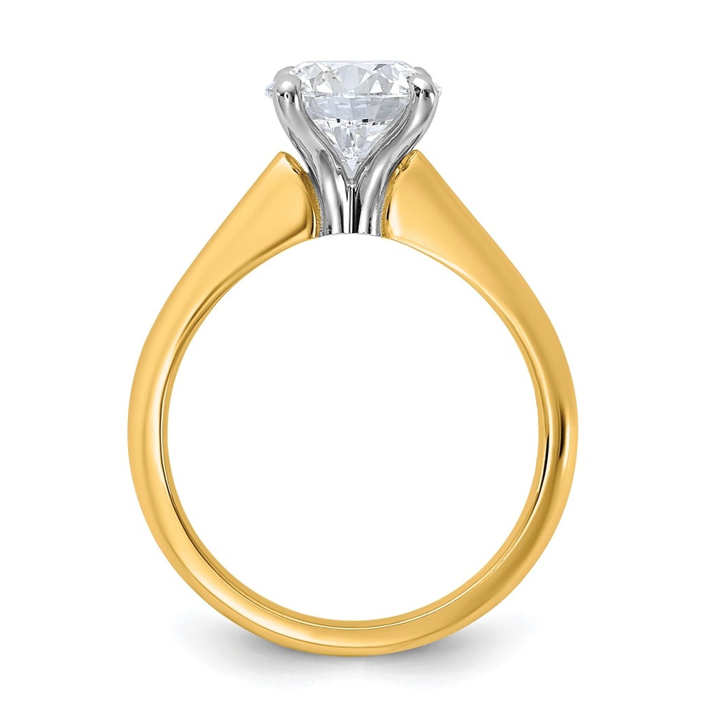 14k Two-Tone Gold 2ct Cert Lab Grown Diamond VS+ F+ Round 8X Complete Solitaire Ring Size 5 – Elegant Jewelry Gift for Birthday, Anniversary, Engagement, Wedding